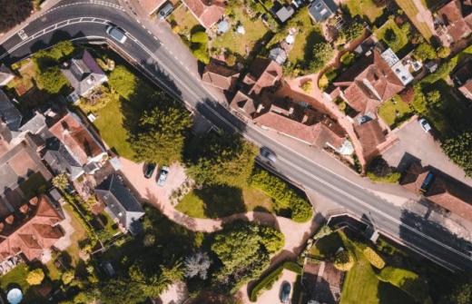 Birds eye view of a street in England