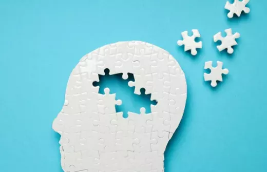 Image of a person's head made of puzzle pieces