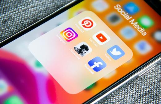 A phone screen full of social media icons