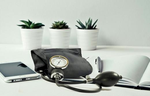 potted plants and tablet with stethoscope, pen and notepad, _ website health check