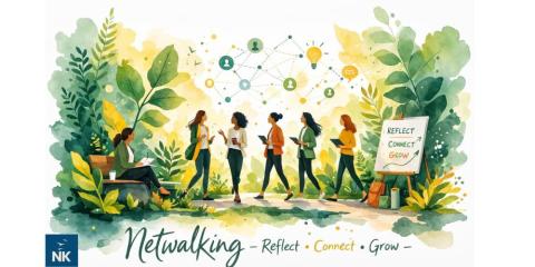 Illustration of professional women connecting in nature