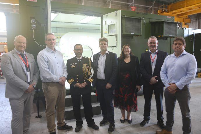 Representatives from Saab, the Australian Defence Force and the Department for Business and Trade came together at Marshall Land Systems’ manufacturing facility last week to formally accept the CT Scanners and celebrate the handover of the technology.