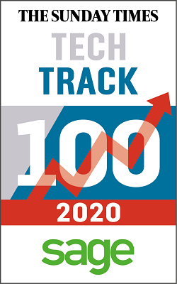 2020Tech Track 100 logo_ Logo reproduced by permission. Copyright The Sunday Times Sage Tech Track 100