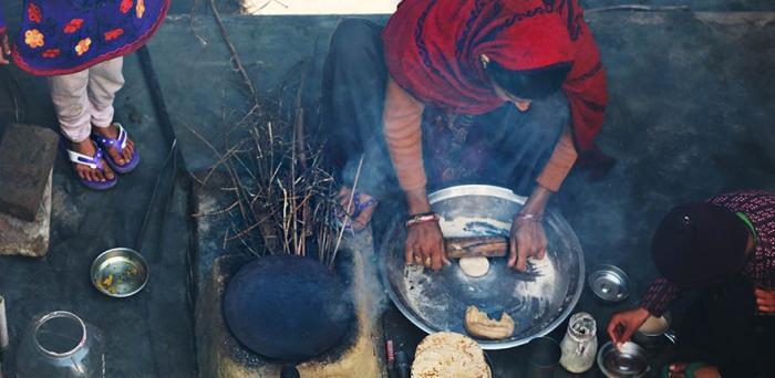 Woman cooking in an Indian film