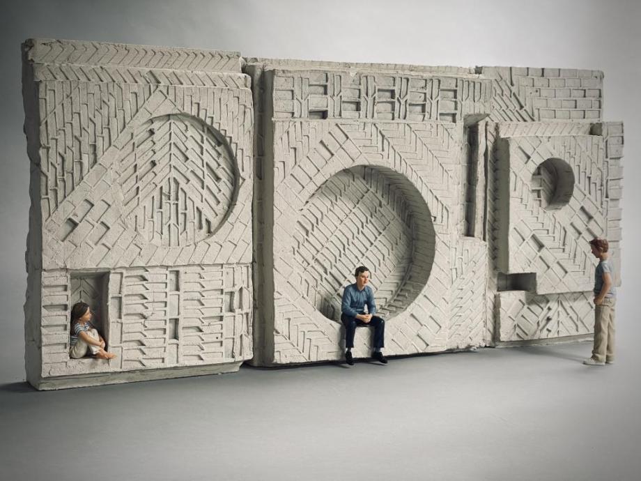 An artist's impression of The Welcome - the new 3D sculptural mural that will welcome patients, staff and visitors to the new Cambridge Cancer Research Hospital when its doors open