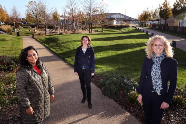 left to right – Raksha Dave, Clemency Cooper, Oxford Archaeology East and Rebecca Britton, head of partnerships and communities at Urban&Civic