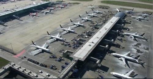 Drone image of London Stansted during COVID-19 outbreak
