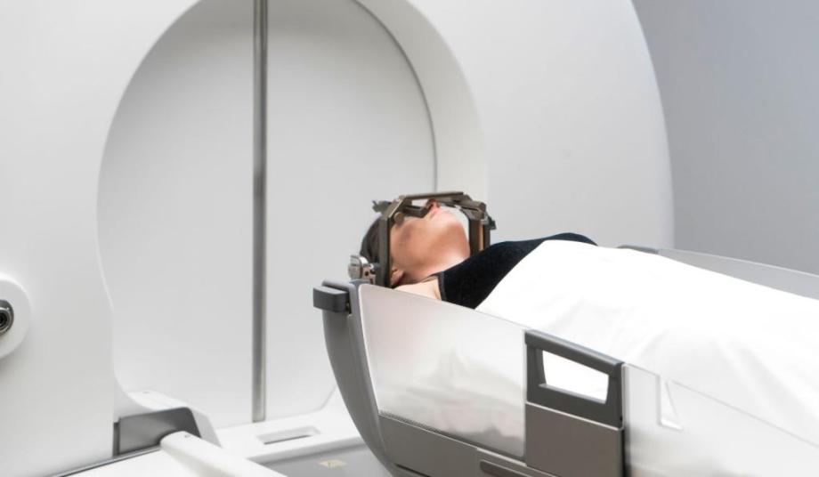 Patient undergoing imaging for cancer treatment