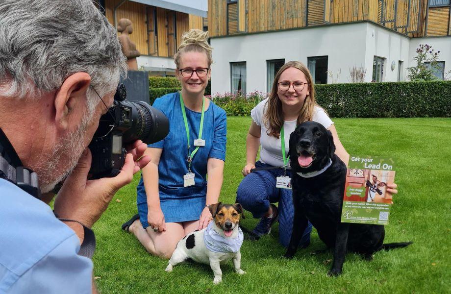 Community fundraisers and their dog photo shoot to launch Lead On Dog walking challenge 