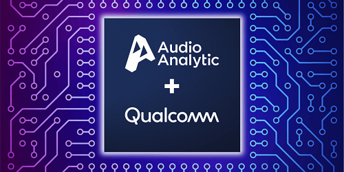 Audio Analytic and Qualcomm logos on PCB background