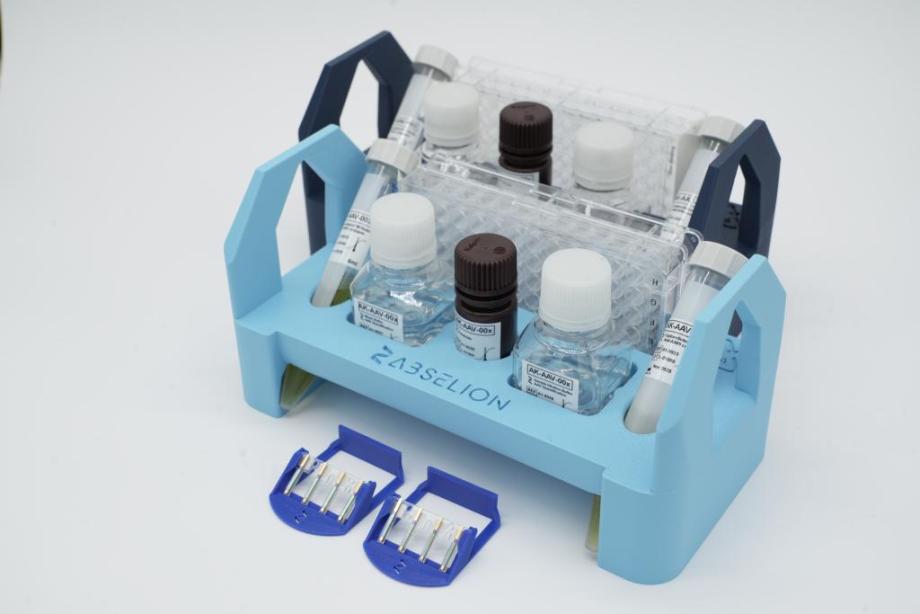 Abselion’s AAVX (back) and AAV9 (front) Total Capsid Quantification Kits