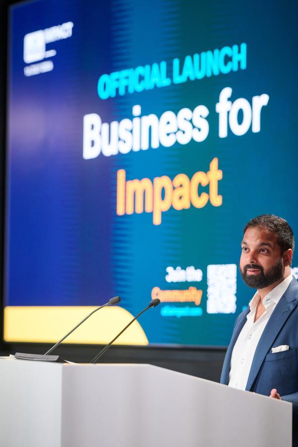 Umesh Kumar, CEO, Allia Impact presenting at the Business for Impact launch July 2026