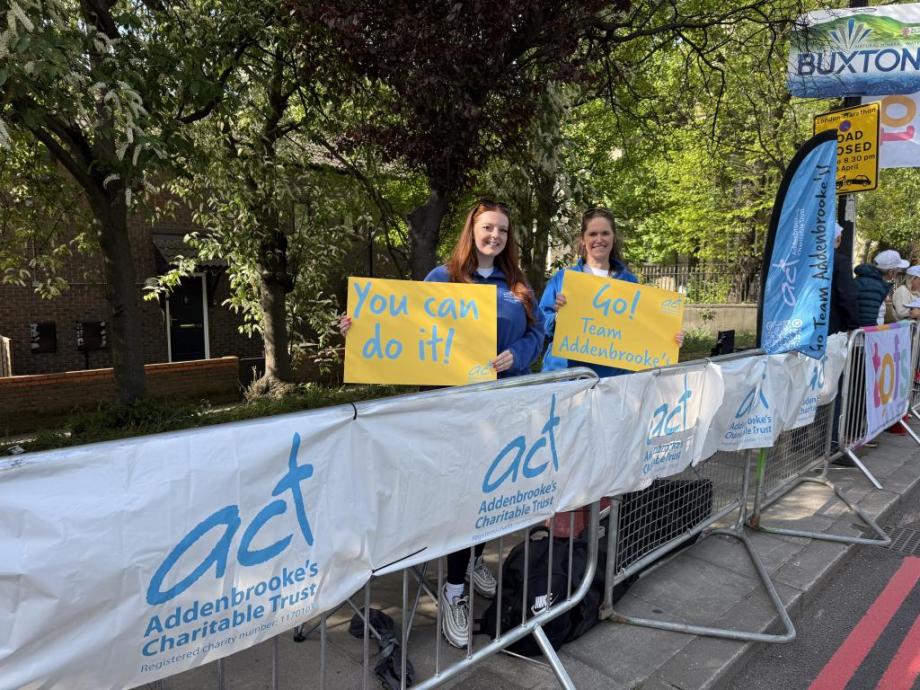 ACT 's Community Fundraising staff at the London Marathon cheer point