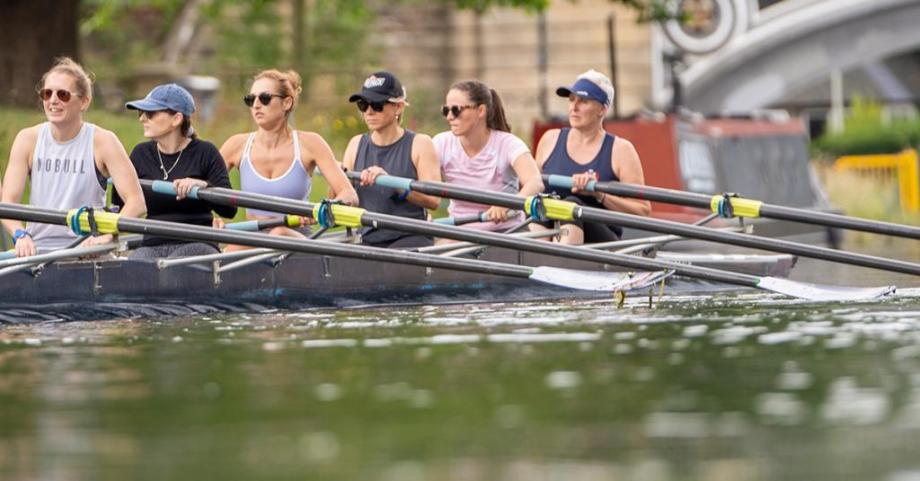 A rowing crew on the river