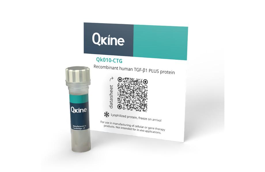 Qkine cell therapy grade vial and information card