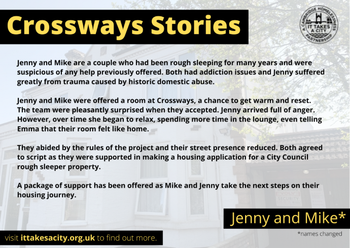 Image detailing story of a couple who were guests at Crossways