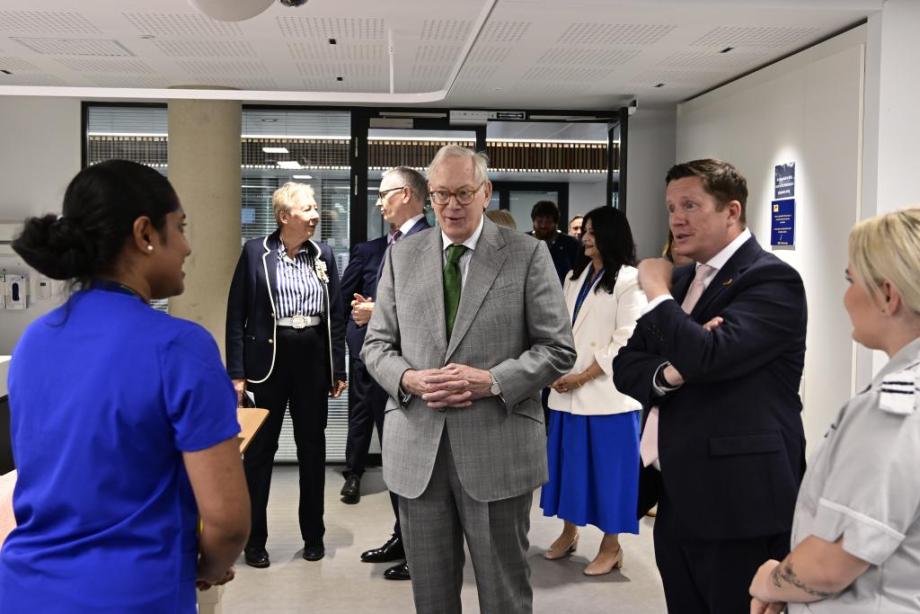HRH The Duke of Gloucester visiting a ward in Peterborough 
