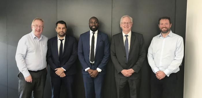 (Left to right) RSK CEO Alan Ryder, ATP Director Keith Warwick, PEMCF Director Philip Olagunju, ATP Director Daren Flight, and RSK Divisional Director George Tuckell