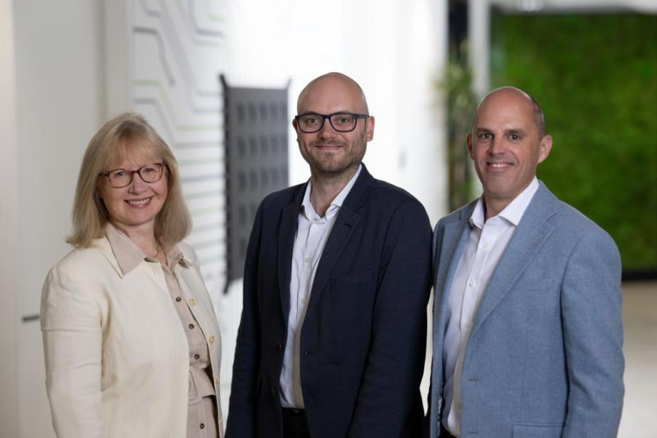Fran Cousins, Deloitte Practice Senior Partner with Sam Lidgett (centre) and Paul Adkins.