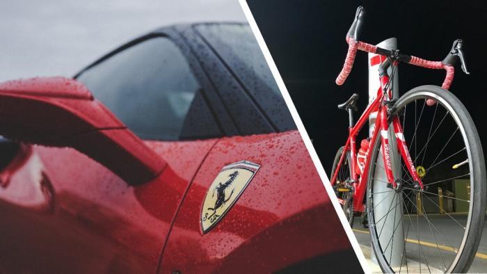 Ferrari and bicycle