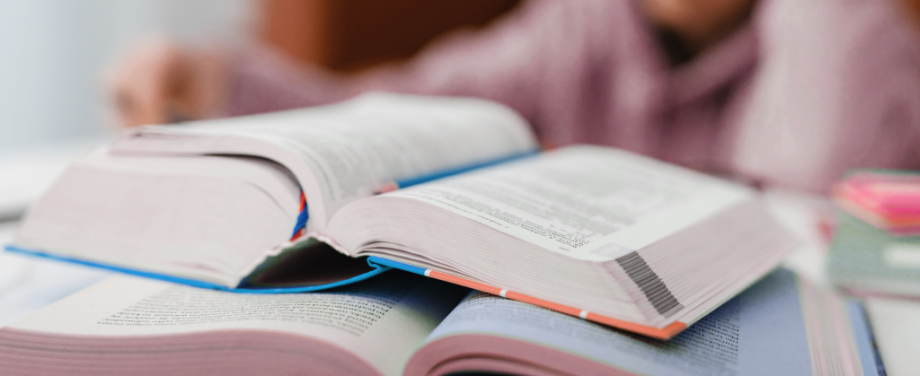 An open book on a desk