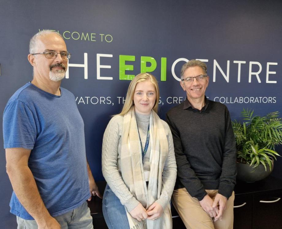 (left to right): Andy Mayo, Jess Tomalin, John Greaves. Photo courtesy of The EpiCentre / Sian Garwood.