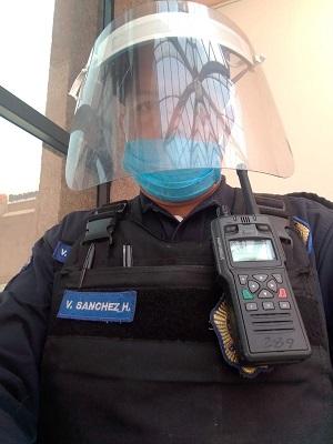 Mexico Police Officer in Face Shield with STP9000