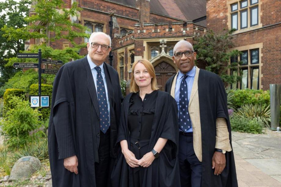 Sir Leszek Borysiewicz (L), Michelle Mitchell (C) and Lord Woolley (R)
