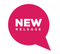 Pink speech bubble with the words 'new release' inside