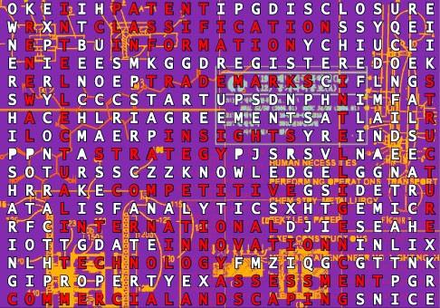 word maze on a PCB abstract background