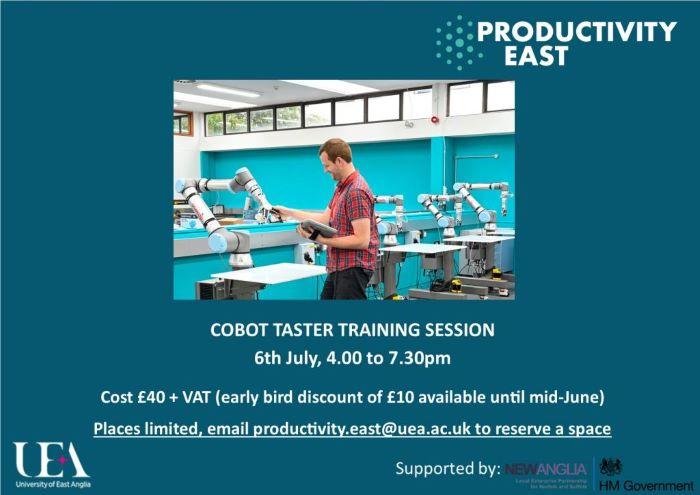 Cobot taster training at Productivity East, 6th July