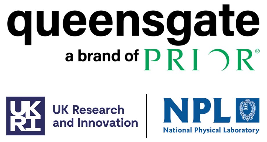 Queensgate, UKRI, NPL logos
