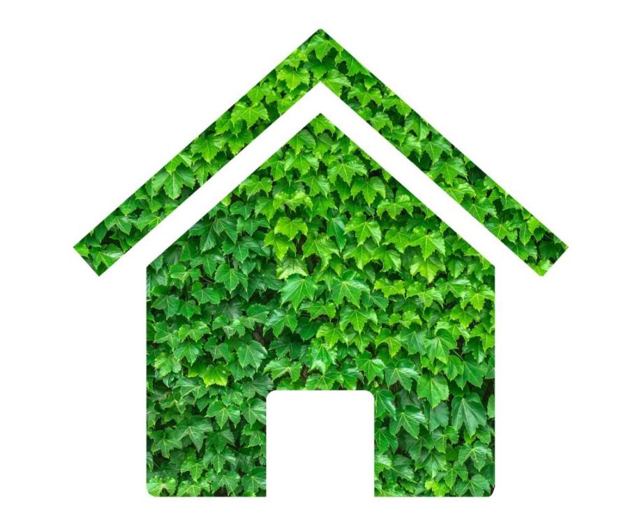 Image of a house made from leafy motif 