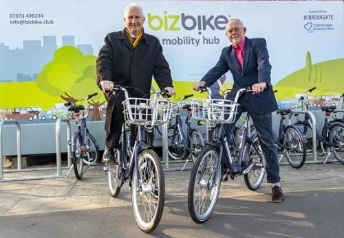 Sean Moroney, Founder & CEO, Cambridge Electric Transport, and friend on their bikes