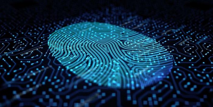 stylised blue electronic fingerprint_ Arm Security Manifesto 