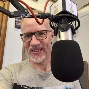 Simon Hall in a radio studio 