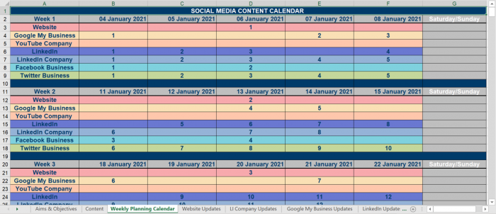 Social Media Content Calendar 2021 Chris Dunn Consulting Services Limited