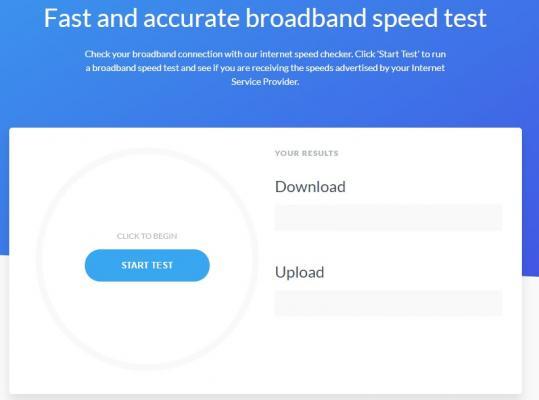 BroadbandUk speed test screenshot