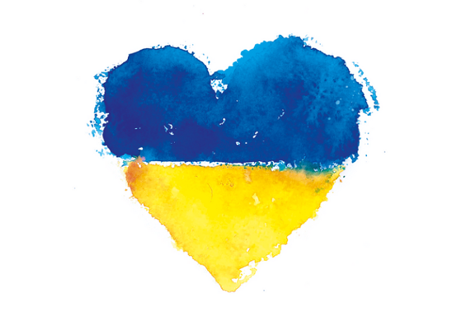 The Ukrainian flag in the shape of a heart