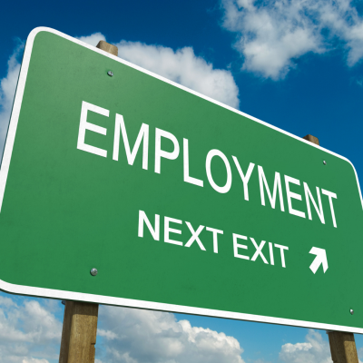 Street sign' saying  Employment - next exit'