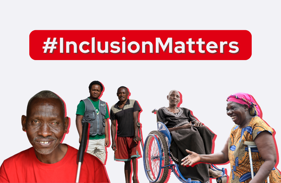 People with different disabilities underneath text which says '#InclusionMatters'