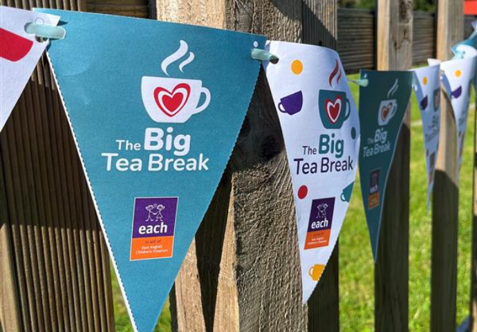 flags with the words 'big tea' 