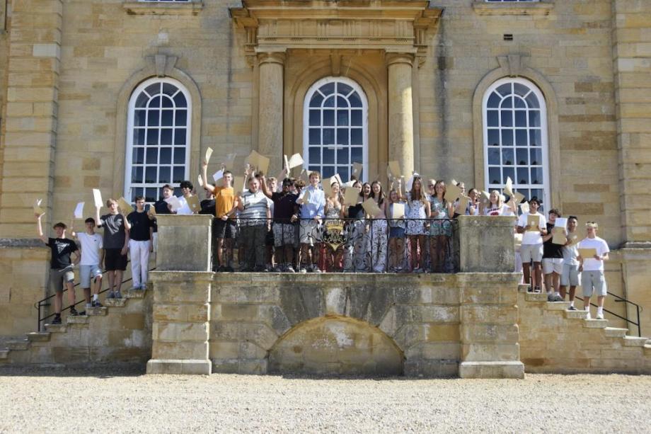 Kimbolton School pupils celebrating their A Level results success.