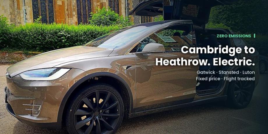 Electric Tesla Model X from the e-Wave fleet, Cambridgeshire airport transfers