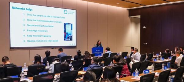 EFEC CEO Lily Lin addresses the Lingang business audience