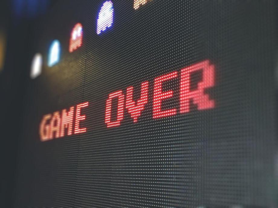 Video screen saying game over