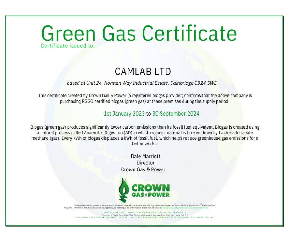 Green Gas Certificate