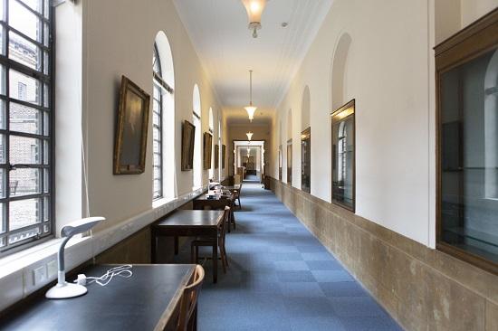 An empty corridor at Cambridge University Library after its closure to readers, March 2020. Picture by Blazej Mikula.
