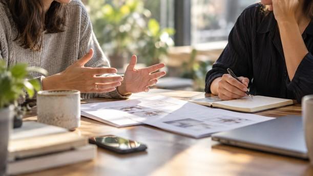 2 woman having a meeting 