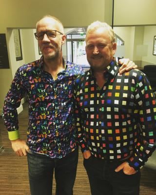 Simon and friend in very loud shirts!